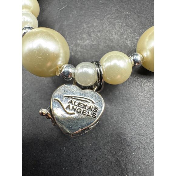 ALEXA'S ANGELS Heart Prayer Box Locket Charm Faux Pearl Beads Bracelet Sz 7.5 - Picture 5 of 8